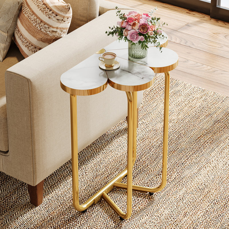 HONGYAN Gold End Table Side Beside Table for Living Room, Bedroom